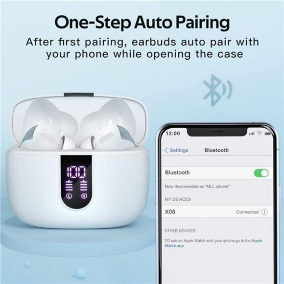 Wireless Earbuds Bluetooth Headphones 60H Playtime Waterproof Mic Charging - Picture 5 of 7